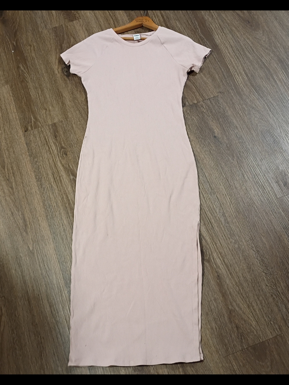 PINK Victoria's Secret Ribbed Short Sleeve Maxi Dress - Light Pink